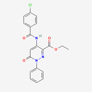 molecular formula C20H16ClN3O4 B2996258 Ethyl 4-(4-chlorobenzamido)-6-oxo-1-phenyl-1,6-dihydropyridazine-3-carboxylate CAS No. 942009-64-5