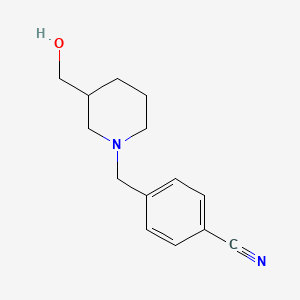 molecular formula C14H18N2O B2996262 4-((3-(Hydroxymethyl)piperidin-1-yl)methyl)benzonitrile CAS No. 1155505-48-8