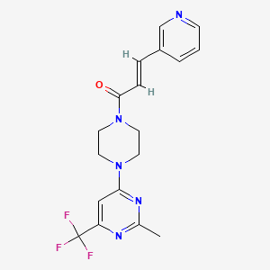 molecular formula C18H18F3N5O B2996265 (E)-1-(4-(2-甲基-6-(三氟甲基)嘧啶-4-基)哌嗪-1-基)-3-(吡啶-3-基)丙-2-烯-1-酮 CAS No. 2035036-40-7