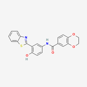 molecular formula C22H16N2O4S B2996277 N-[3-(1,3-benzothiazol-2-yl)-4-hydroxyphenyl]-2,3-dihydro-1,4-benzodioxine-6-carboxamide CAS No. 292057-60-4