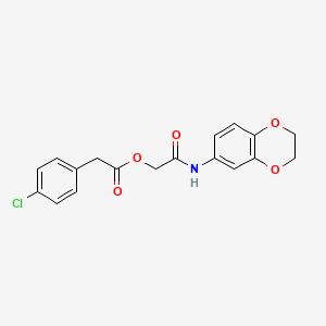molecular formula C18H16ClNO5 B2996278 [2-(2,3-Dihydro-1,4-benzodioxin-6-ylamino)-2-oxoethyl] 2-(4-chlorophenyl)acetate CAS No. 849012-50-6