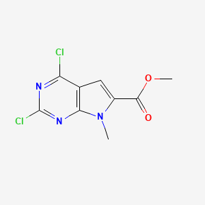 molecular formula C9H7Cl2N3O2 B2996296 Methyl 2,4-dichloro-7-methyl-7H-pyrrolo[2,3-d]pyrimidine-6-carboxylate CAS No. 1638771-51-3