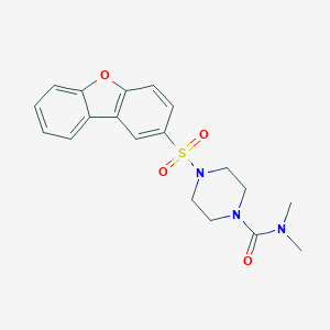 molecular formula C19H21N3O4S B299630 4-(dibenzo[b,d]furan-2-ylsulfonyl)-N,N-dimethyl-1-piperazinecarboxamide 