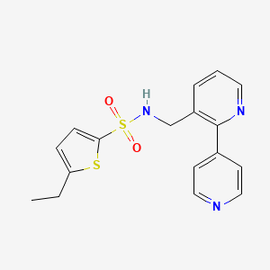 molecular formula C17H17N3O2S2 B2996303 N-([2,4'-联吡啶]-3-基甲基)-5-乙硫代苯并-2-磺酰胺 CAS No. 2034475-11-9