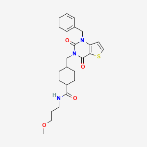 4-((1-benzyl-2,4-dioxo-1,2-dihydrothieno[3,2-d]pyrimidin-3(4H)-yl)methyl)-N-(3-methoxypropyl)cyclohexanecarboxamide