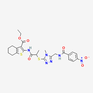 Ethyl 2-[2-[[4-methyl-5-[[(4-nitrobenzoyl)amino]methyl]-1,2,4-triazol-3-yl]sulfanyl]propanoylamino]-4,5,6,7-tetrahydro-1-benzothiophene-3-carboxylate