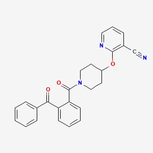 molecular formula C25H21N3O3 B2996309 2-((1-(2-Benzoylbenzoyl)piperidin-4-yl)oxy)nicotinonitrile CAS No. 1798024-06-2