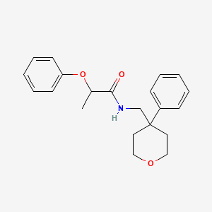 molecular formula C21H25NO3 B2996311 2-phenoxy-N-((4-phenyltetrahydro-2H-pyran-4-yl)methyl)propanamide CAS No. 1208926-26-4