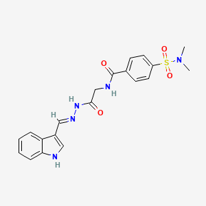 molecular formula C20H21N5O4S B2996320 (E)-N-(2-(2-((1H-indol-3-yl)methylene)hydrazinyl)-2-oxoethyl)-4-(N,N-dimethylsulfamoyl)benzamide CAS No. 391895-87-7