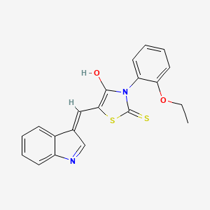 molecular formula C20H16N2O2S2 B2996321 (Z)-5-((1H-吲哚-3-基)亚甲基)-3-(2-乙氧基苯基)-2-硫代噻唑烷-4-酮 CAS No. 488132-86-1