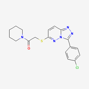 molecular formula C18H18ClN5OS B2996325 2-[[3-(4-Chlorophenyl)-[1,2,4]triazolo[4,3-b]pyridazin-6-yl]sulfanyl]-1-piperidin-1-ylethanone CAS No. 852373-01-4