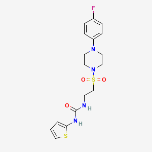 molecular formula C17H21FN4O3S2 B2996333 1-(2-((4-(4-氟苯基)哌嗪-1-基)磺酰基)乙基)-3-(噻吩-2-基)脲 CAS No. 1207036-15-4