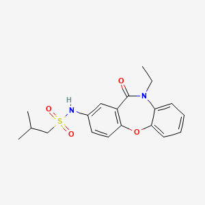 molecular formula C19H22N2O4S B2996345 N-(10-ethyl-11-oxo-10,11-dihydrodibenzo[b,f][1,4]oxazepin-2-yl)-2-methylpropane-1-sulfonamide CAS No. 922137-00-6