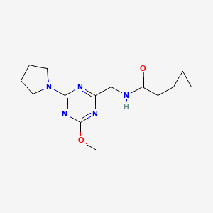 molecular formula C14H21N5O2 B2996346 2-环丙基-N-((4-甲氧基-6-(吡咯烷-1-基)-1,3,5-三嗪-2-基)甲基)乙酰胺 CAS No. 2034469-06-0