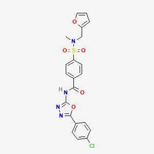 molecular formula C21H17ClN4O5S B2996352 N-(5-(4-chlorophenyl)-1,3,4-oxadiazol-2-yl)-4-(N-(furan-2-ylmethyl)-N-methylsulfamoyl)benzamide CAS No. 941959-94-0