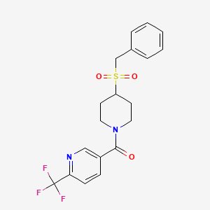 molecular formula C19H19F3N2O3S B2996355 (4-(苄基磺酰基)哌啶-1-基)(6-(三氟甲基)吡啶-3-基)甲苯酮 CAS No. 2034531-91-2