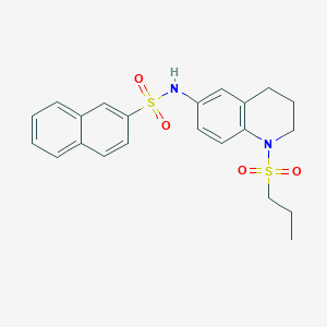 molecular formula C22H24N2O4S2 B2996363 N-(1-(propylsulfonyl)-1,2,3,4-tetrahydroquinolin-6-yl)naphthalene-2-sulfonamide CAS No. 1171072-29-9
