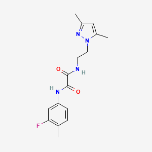 molecular formula C16H19FN4O2 B2996365 N1-(2-(3,5-dimethyl-1H-pyrazol-1-yl)ethyl)-N2-(3-fluoro-4-methylphenyl)oxalamide CAS No. 1209115-98-9