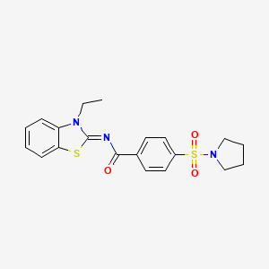 molecular formula C20H21N3O3S2 B2996374 (Z)-N-(3-ethylbenzo[d]thiazol-2(3H)-ylidene)-4-(pyrrolidin-1-ylsulfonyl)benzamide CAS No. 850910-71-3