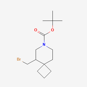 molecular formula C14H24BrNO2 B2996386 叔丁基 9-(溴甲基)-7-氮杂螺[3.5]壬烷-7-羧酸酯 CAS No. 2303363-64-4