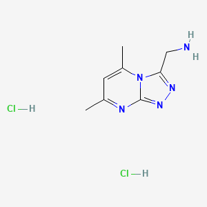 {5,7-Dimethyl-[1,2,4]triazolo[4,3-a]pyrimidin-3-yl}methanamine dihydrochloride