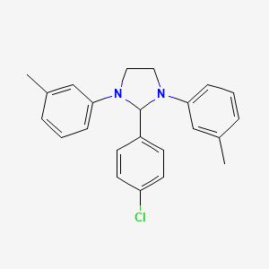 molecular formula C23H23ClN2 B2996400 2-(4-Chlorophenyl)-1,3-bis(3-methylphenyl)imidazolidine CAS No. 328045-94-9