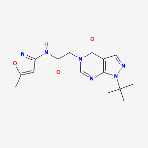 molecular formula C15H18N6O3 B2996405 2-(1-tert-butyl-4-oxopyrazolo[3,4-d]pyrimidin-5-yl)-N-(5-methyl-1,2-oxazol-3-yl)acetamide CAS No. 863448-13-9