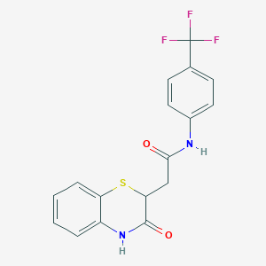 molecular formula C17H13F3N2O2S B2996412 2-(3-oxo-3,4-dihydro-2H-1,4-benzothiazin-2-yl)-N-[4-(trifluoromethyl)phenyl]acetamide CAS No. 330943-95-8