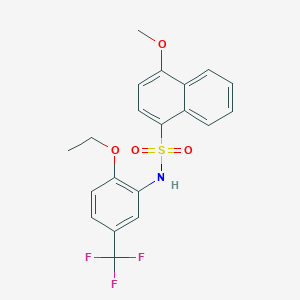 molecular formula C20H18F3NO4S B299642 N-[2-ethoxy-5-(trifluoromethyl)phenyl]-4-methoxynaphthalene-1-sulfonamide 