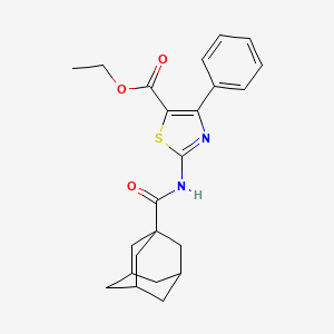 molecular formula C23H26N2O3S B2996420 Ethyl 2-(adamantane-1-carbonylamino)-4-phenyl-1,3-thiazole-5-carboxylate CAS No. 305852-22-6