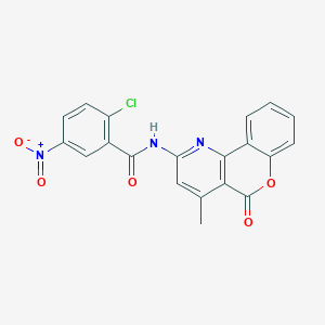 2-chloro-N-(4-methyl-5-oxo-5H-chromeno[4,3-b]pyridin-2-yl)-5-nitrobenzamide
