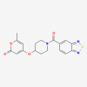 molecular formula C18H17N3O4S B2996423 4-((1-(benzo[c][1,2,5]thiadiazole-5-carbonyl)piperidin-4-yl)oxy)-6-methyl-2H-pyran-2-one CAS No. 1795448-38-2