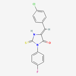 molecular formula C16H10ClFN2OS B2996425 (5Z)-5-[(4-chlorophenyl)methylidene]-3-(4-fluorophenyl)-2-sulfanylideneimidazolidin-4-one CAS No. 338773-95-8