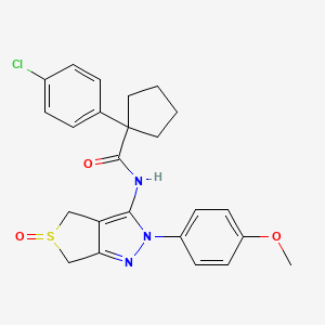 molecular formula C24H24ClN3O3S B2996433 1-(4-chlorophenyl)-N-(2-(4-methoxyphenyl)-5-oxido-4,6-dihydro-2H-thieno[3,4-c]pyrazol-3-yl)cyclopentanecarboxamide CAS No. 958611-98-8