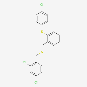 molecular formula C20H15Cl3S2 B2996442 2,4-Dichloro-1-[[2-(4-chlorophenyl)sulfanylphenyl]methylsulfanylmethyl]benzene CAS No. 337923-79-2