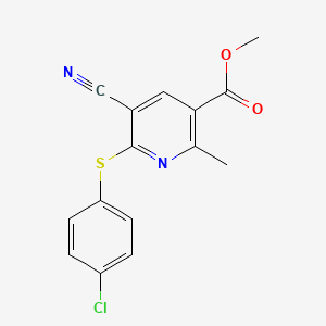 Methyl 6-[(4-chlorophenyl)sulfanyl]-5-cyano-2-methylnicotinate