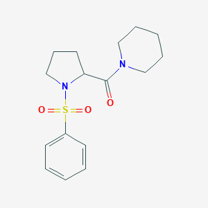 molecular formula C16H22N2O3S B299645 1-{[1-(Phenylsulfonyl)-2-pyrrolidinyl]carbonyl}piperidine 