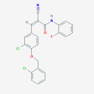 (Z)-3-[3-Chloro-4-[(2-chlorophenyl)methoxy]phenyl]-2-cyano-N-(2-fluorophenyl)prop-2-enamide