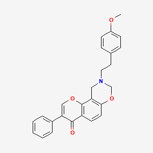 molecular formula C26H23NO4 B2996469 9-(4-methoxyphenethyl)-3-phenyl-9,10-dihydrochromeno[8,7-e][1,3]oxazin-4(8H)-one CAS No. 929440-82-4