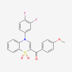 molecular formula C22H15F2NO4S B2996475 [4-(3,4-二氟苯基)-1,1-二氧代-4H-1,4-苯并噻嗪-2-基](4-甲氧基苯基)甲酮 CAS No. 1114850-68-8