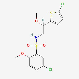 molecular formula C14H15Cl2NO4S2 B2996479 5-氯-N-(2-(5-氯噻吩-2-基)-2-甲氧基乙基)-2-甲氧基苯磺酰胺 CAS No. 2034599-10-3