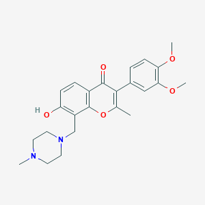 molecular formula C24H28N2O5 B2996488 3-(3,4-dimethoxyphenyl)-7-hydroxy-2-methyl-8-[(4-methylpiperazin-1-yl)methyl]-4H-chromen-4-one CAS No. 637746-86-2