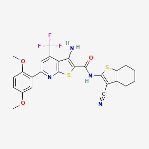 3-amino-N-(3-cyano-4,5,6,7-tetrahydro-1-benzothiophen-2-yl)-6-(2,5-dimethoxyphenyl)-4-(trifluoromethyl)thieno[2,3-b]pyridine-2-carboxamide