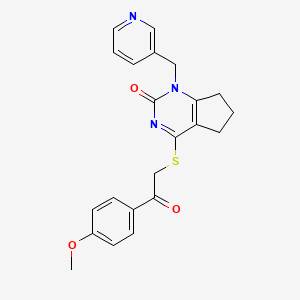 4-((2-(4-methoxyphenyl)-2-oxoethyl)thio)-1-(pyridin-3-ylmethyl)-6,7-dihydro-1H-cyclopenta[d]pyrimidin-2(5H)-one