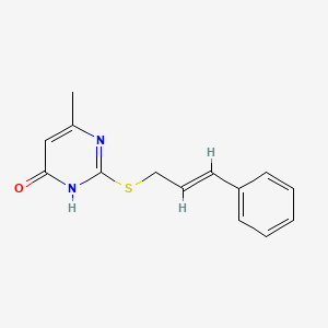 molecular formula C14H14N2OS B2996511 2-(cinnamylthio)-6-methylpyrimidin-4(1H)-one CAS No. 180145-62-4