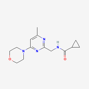 molecular formula C14H20N4O2 B2996512 N-((4-methyl-6-morpholinopyrimidin-2-yl)methyl)cyclopropanecarboxamide CAS No. 1797718-41-2