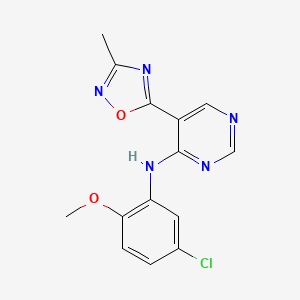 molecular formula C14H12ClN5O2 B2996515 N-(5-chloro-2-methoxyphenyl)-5-(3-methyl-1,2,4-oxadiazol-5-yl)pyrimidin-4-amine CAS No. 2034392-79-3