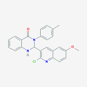 molecular formula C25H20ClN3O2 B299653 2-(2-chloro-6-methoxy-3-quinolinyl)-3-(4-methylphenyl)-2,3-dihydro-4(1H)-quinazolinone 