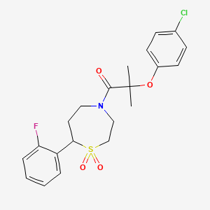 2-(4-Chlorophenoxy)-1-(7-(2-fluorophenyl)-1,1-dioxido-1,4-thiazepan-4-yl)-2-methylpropan-1-one