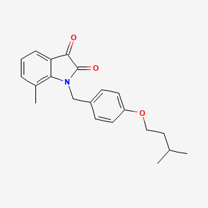 molecular formula C21H23NO3 B2996543 1-(4-(Isopentyloxy)benzyl)-7-methylindoline-2,3-dione CAS No. 620932-46-9